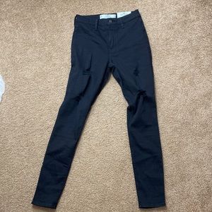 Black ripped jean leggings